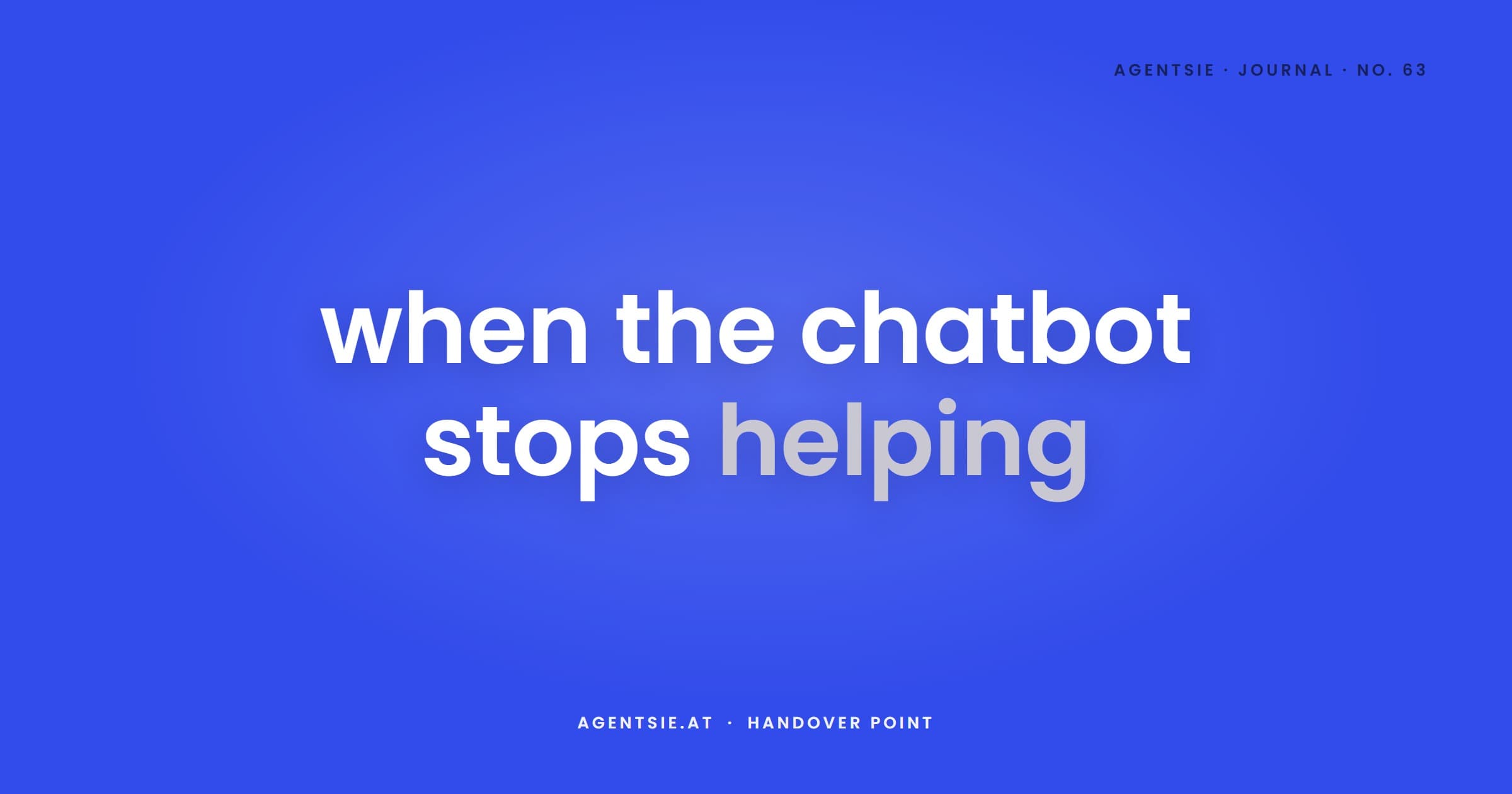 Cover: The handover point: when the chatbot cannot help